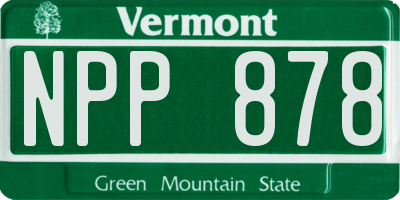VT license plate NPP878