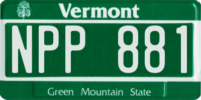 VT license plate NPP881