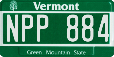 VT license plate NPP884