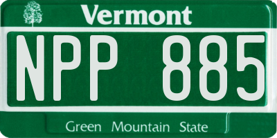 VT license plate NPP885