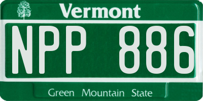 VT license plate NPP886