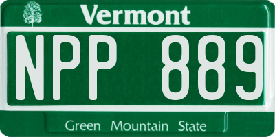 VT license plate NPP889