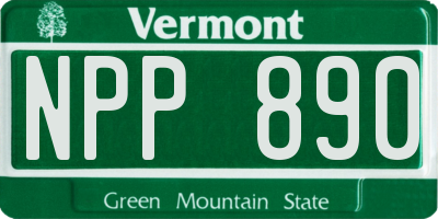 VT license plate NPP890