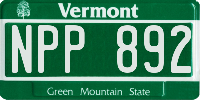 VT license plate NPP892