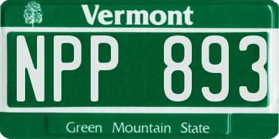 VT license plate NPP893