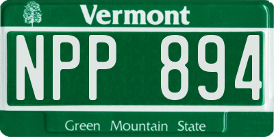 VT license plate NPP894