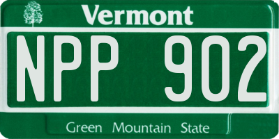 VT license plate NPP902