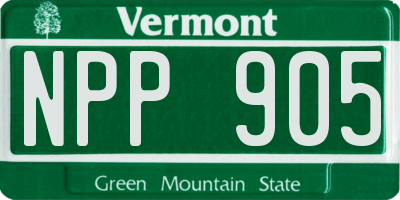 VT license plate NPP905