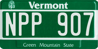 VT license plate NPP907