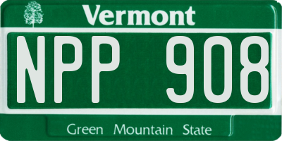 VT license plate NPP908