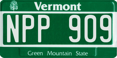VT license plate NPP909