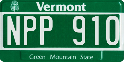 VT license plate NPP910