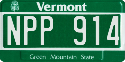 VT license plate NPP914