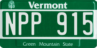 VT license plate NPP915