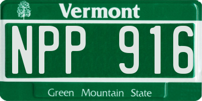 VT license plate NPP916
