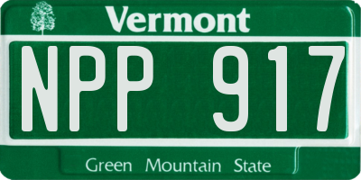 VT license plate NPP917