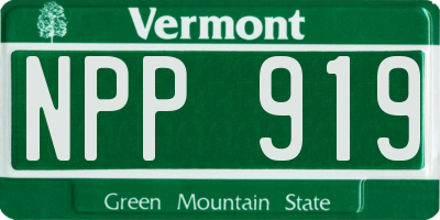 VT license plate NPP919