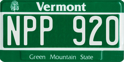 VT license plate NPP920