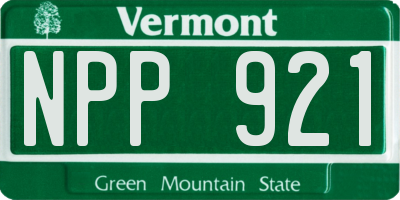 VT license plate NPP921