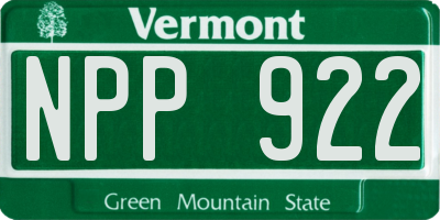 VT license plate NPP922