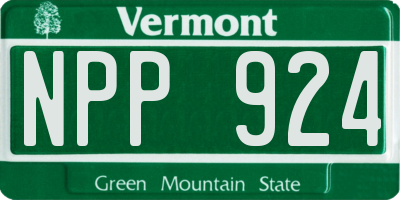 VT license plate NPP924