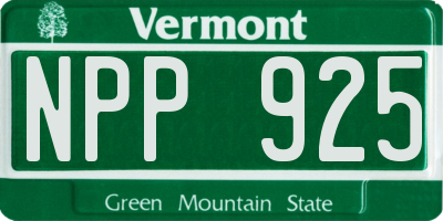 VT license plate NPP925