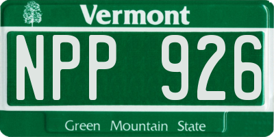 VT license plate NPP926
