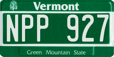 VT license plate NPP927