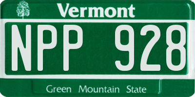 VT license plate NPP928