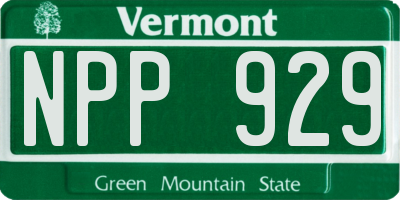 VT license plate NPP929