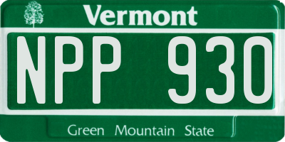 VT license plate NPP930