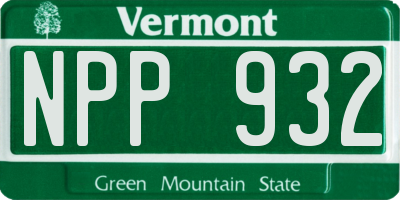 VT license plate NPP932
