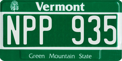 VT license plate NPP935