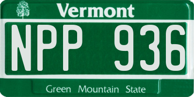 VT license plate NPP936