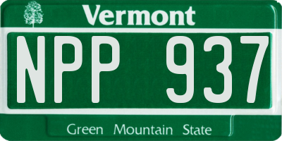 VT license plate NPP937