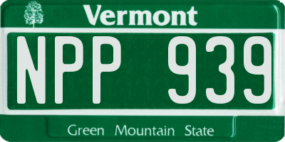 VT license plate NPP939