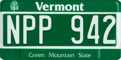 VT license plate NPP942