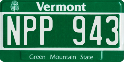 VT license plate NPP943