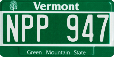 VT license plate NPP947