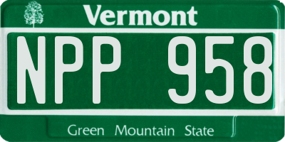 VT license plate NPP958