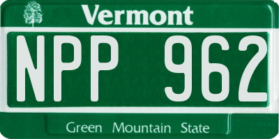 VT license plate NPP962