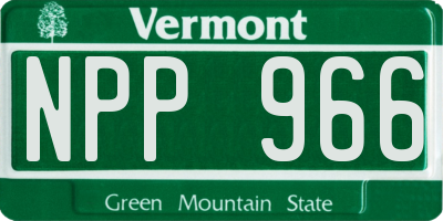 VT license plate NPP966