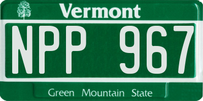 VT license plate NPP967