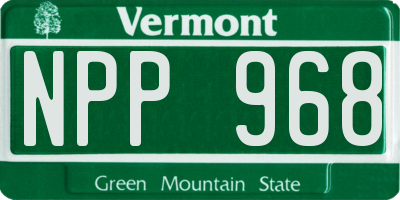 VT license plate NPP968