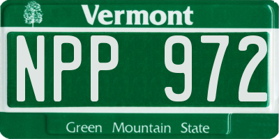 VT license plate NPP972