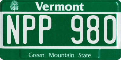 VT license plate NPP980