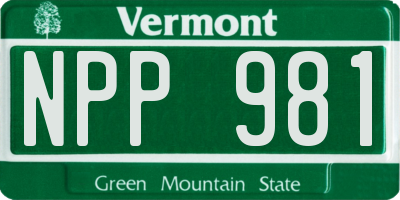 VT license plate NPP981