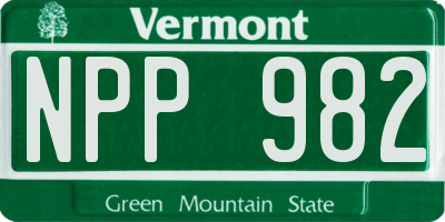 VT license plate NPP982