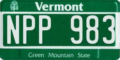 VT license plate NPP983