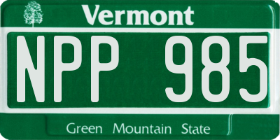 VT license plate NPP985